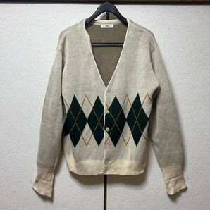 【美品】WEGO ダイヤモンドパターン ニットカーディガン L ゆったり 長袖 グレー