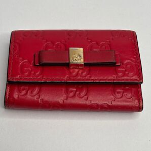 なかなか綺麗GUCCI グッチレザー 6連 キーケース、ネーム有り