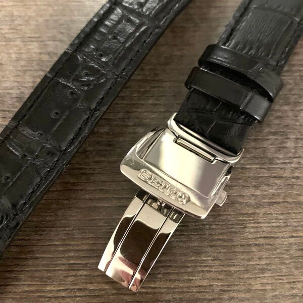 セイコー 純正 Dバックル 革ベルト 20mm バンド ブラック sbtr021 ブラック カーフ ベルト 腕時計ベルト