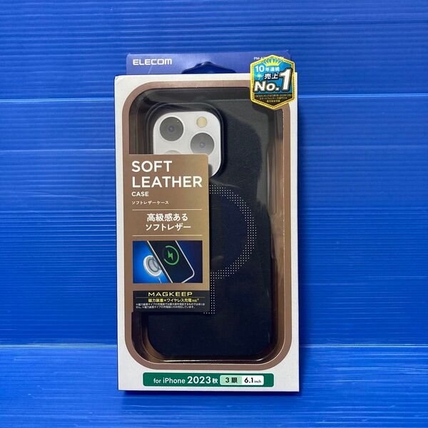 ELECOM エレコム PM-A23CPLOMBK iPhone 15 Pro レザーケース オープン MAGKEEP ブラック