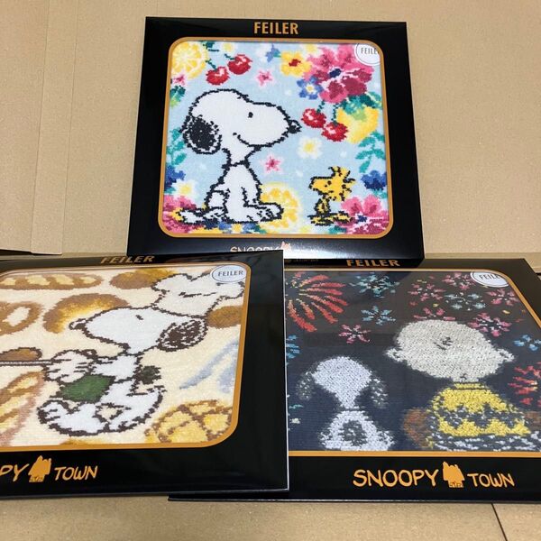 FEILER フェイラー PEANUTS ピーナッツ コラボ タオルハンカチ 3種類セット 新品未開封 スヌーピー ウッドストック