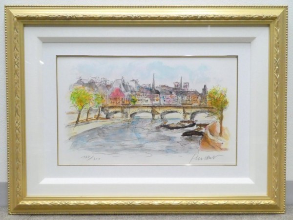 Direct E00586★Urban Ouchier Pont Neuf (2) Lithograph / Edition 133/300 Sign Painting Print Cityscape Scenery, artwork, print, lithograph, lithograph