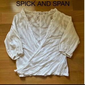 SPICK AND SPAN スピックアンドスパン レース ブラウス 七分丈袖 綿100% 白
