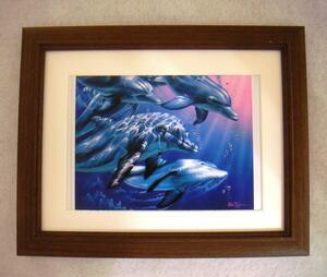 Art hand Auction C. Lassen Travelling Dolphins Offset-Reproduktion, gerahmt, Kaufe jetzt, Kunstwerk, Malerei, Andere