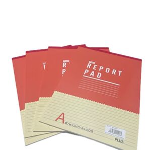 PLUS レポートパッド A4 7mm罫 50枚 4冊セット まとめ売り