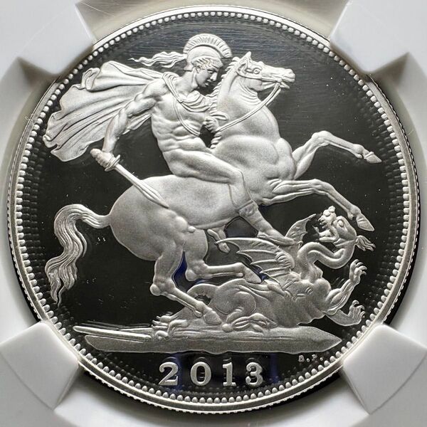 最高鑑定 2013 イギリス ジョージ王子 5ポンド 銀貨 NGC PF70 ULTRA CAMEO 竜退治 ピストルッチ