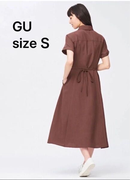 GU ワンピース カラーシャツワンピース ダークブラウン sizeS