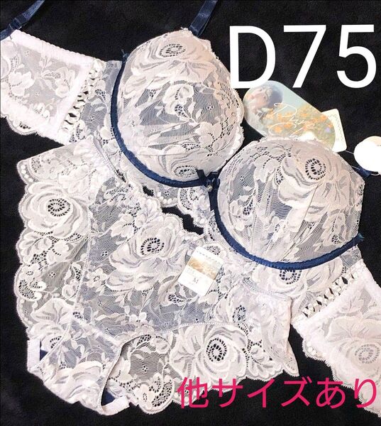 D75 ミスティーローズレース育乳脇高ブラジャー&バック透けフルバックショーツ 豪華 刺繍 エロカワ 盛りブラ 三上悠亜
