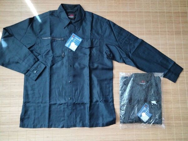新品 2枚セット 3L 長袖作業シャツ ネイビー 日焼け防止 作業着 作業服 日よけ 暑さ対策 ソフトタッチ