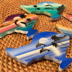 [ free shipping ][ translation equipped ] Bali magnet together 5 piece set dolphin cocos nucifera. tree Nankoku tree magnet sea surfing resort CR_D1②