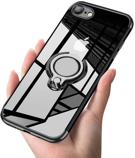 iPhone7 iphone8 iPhoneSE2 iPhoneSE3 ケース 黒色 リング付きケース