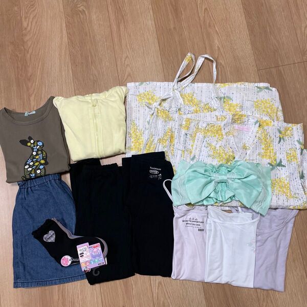 女の子 夏服 まとめ売り 130センチ 浴衣ワンピース 新品靴下3足セット入り