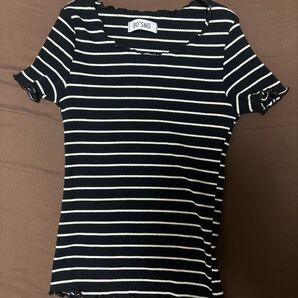 ボーダーリブトップス