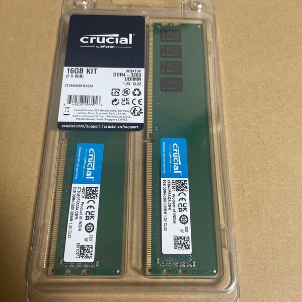 クルーシャル CT2K8G4DFRA32A 16GB Kit 2x8GB DDR4-3200 UDIMM CL22 8Gbit