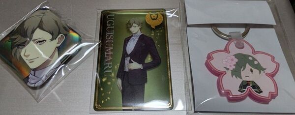 刀剣乱舞 大本丸博 鶯丸 スクエア缶バッジ クリアカード さくら装備ラバーストラップ