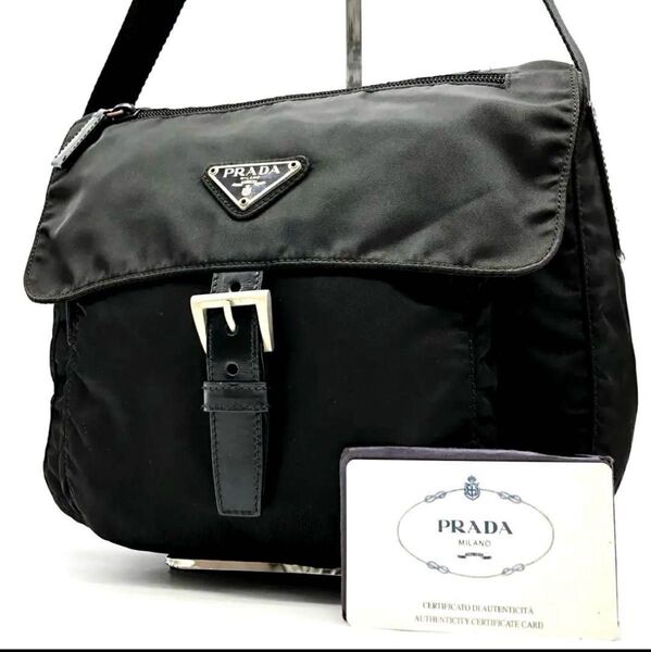 PRADA プラダ ショルダーバッグ ナイロン ブラック 斜め掛け クロスボディ 黒 バッグ