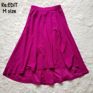 Re:EDIT リエディ/フィッシュテールスカート フレアスカート ロングスカート ウエストゴム パッションピンク Mサイズ
