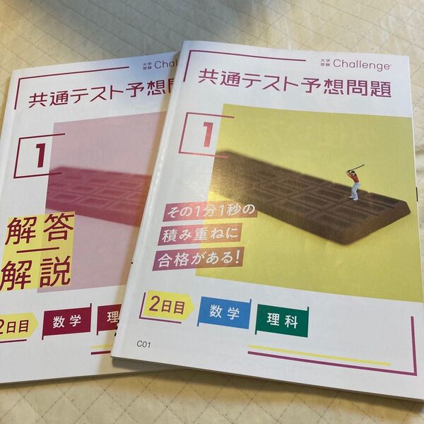 大学受験チャレンジ 1 共通テスト予想問題 2日目 数学 理科 解答解説 2冊セット