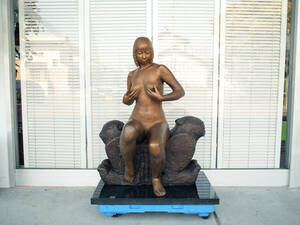 超希少 特大 得能節朗作 豊穣の祈り 1985年の作品 ブロンズ像 銅像 彫刻　美術品　作家 女性 裸体　
