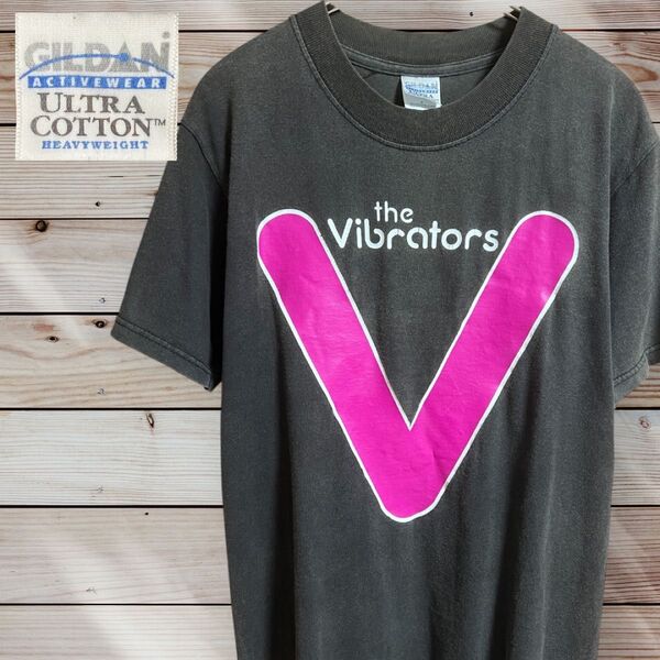【90〜00s当時物】ギルダン The vibrators バンドTシャツ フェードブラック