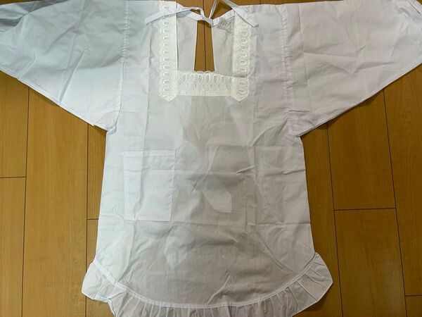 割烹着 エプロン 和装エプロン 綿35% 長さ85cm シミ多数あり 着物用エプロン