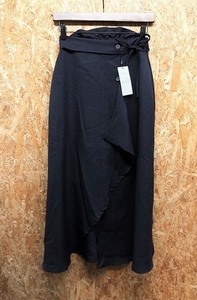 E hyphen world gallery - F lady's front frill LAP skirt lining attaching waist rubber plain long polyester 100% dark navy 