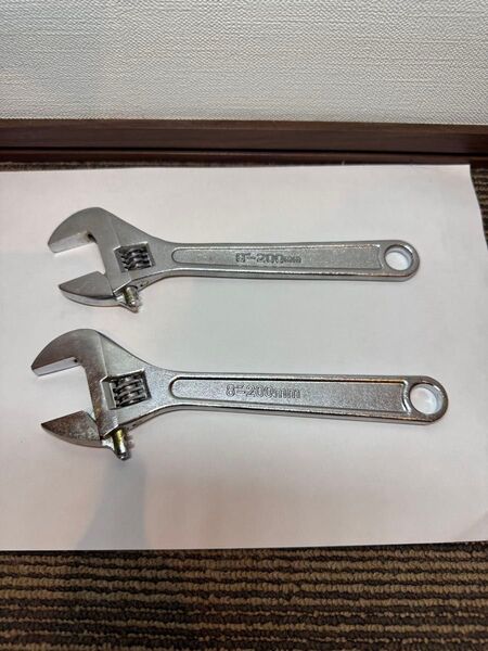 新品未使用 モンキーレンチ 200mm 2本セット 工具 自動車 整備 ハンドツール モンキ 車載工具