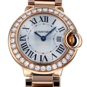 カルティエ Cartier バロンブルー ベゼルダイヤ WJBB0015 シルバー文字盤 中古 腕時計 レディース