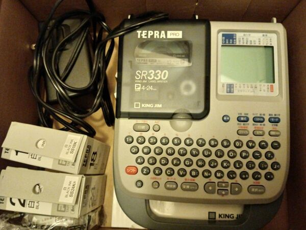 KING JIM TEPRA PRO SR330 ラベルライター グレー ACアダプター、インク付き