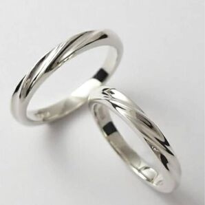 カップルリング シルバー ツイストデザイン ペアリング 2個セット シンプル