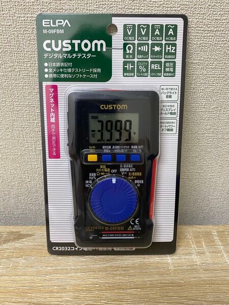 【新品送料無料】ELPAデジタルマルチテスター M-09FBM 電圧/電流/静電容量/デューティ比測定/リラティブ/被覆線AC