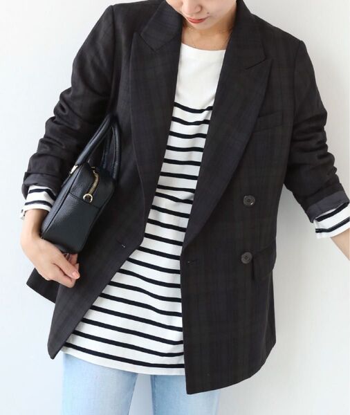 JOURNAL STANDARD relume チェックダブルジャケット ネイビー テーラードジャケット MEDIUM