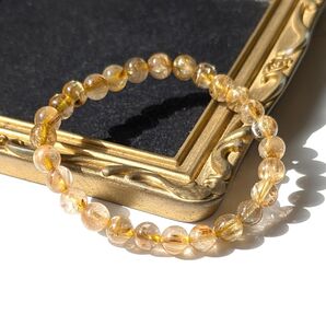 タイチンルチル ブレスレット黄金に輝くクォーツ 7mm玉 手首サイズ16.5cm 金針水晶 パワーストーン ヒカル ルチルで浄化