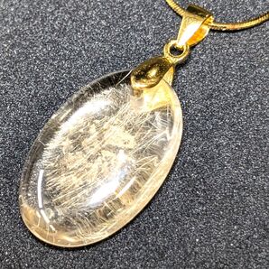 ゴールドルチル クォーツ ペンダント シルバー925 ネックレスチェーン付 金運 パワーストーン 開運天然石 クリスマス ギフト