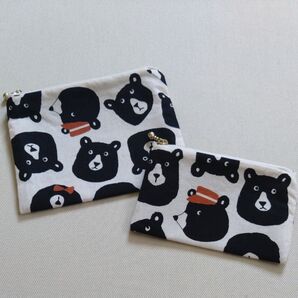 ハンドメイド ポーチ 2点セット くま柄 小物入れ