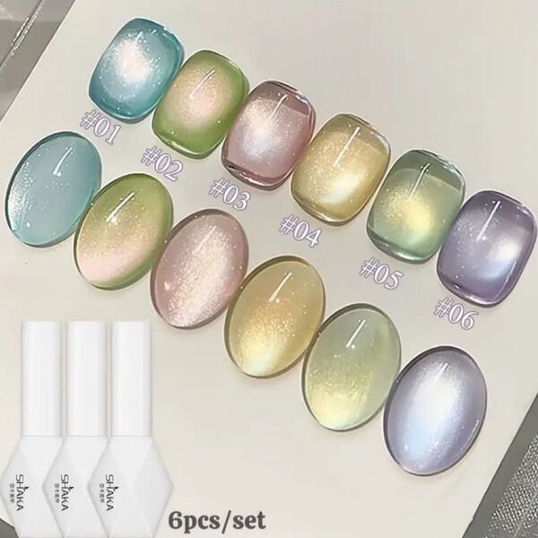 ジェルネイルセット カラージェル 6色セット マグネットジェル キャッツアイジェル GEL033