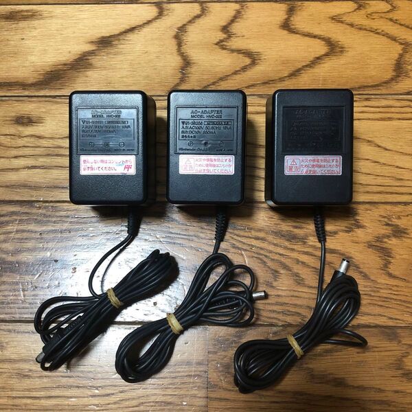 Nintendo ファミコン スーパーファミコン 純正品ACアダプター3個セット (HVC-002) 電源ケーブル/FC/SFC