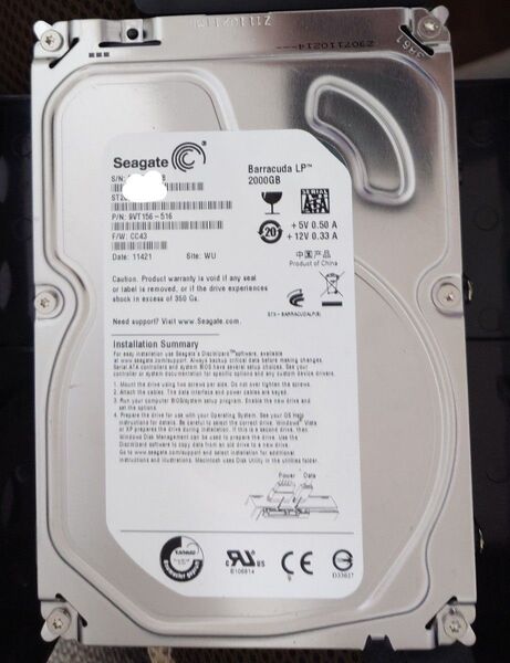 2テラバイト ST2000DL001 SEAGATE HDD SATA シーゲイト
