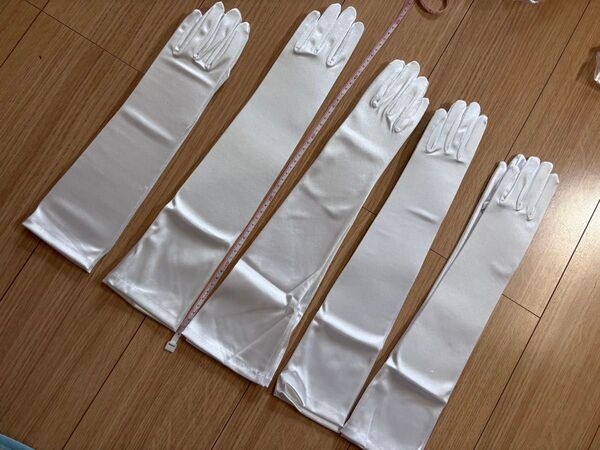 新品ホワイトサテンロンググローブ 5組38cm 48cmミックス イベント 結婚式場