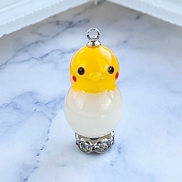 ネックレス オカメインコ インコ 立体 鳥 トリ 小鳥 動物 レジン 一点物 ハンドメイド アクセサリー ペンダント キーホルダー