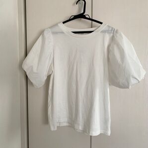 白Tシャツ ホワイト 半袖 カットソー ボリュームスリーブ ドッキングカットソー Ray Cassin