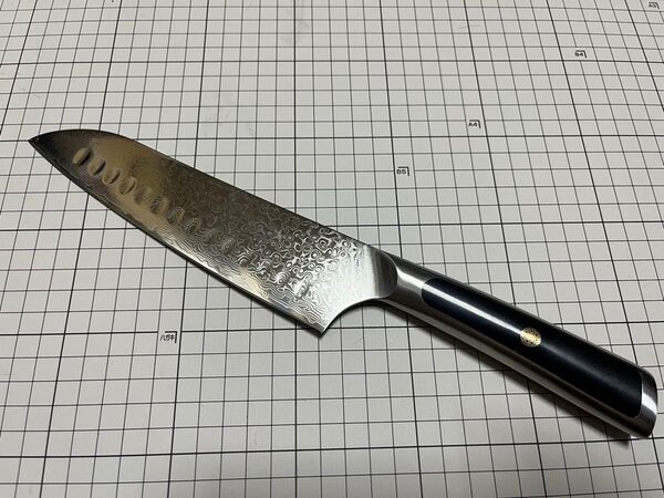 V金10号 V10 三徳 包丁 ディンプル加工 鏡面 ダマスカス 18cm 新品