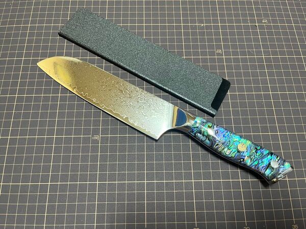 V10 V金10号 三徳包丁 鏡面 ダマスカス67層鋼 包丁カバー 新品