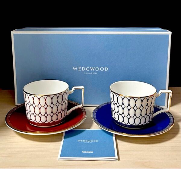 WEDGWOOD ウェッジウッド ルネッサンスゴールド/レッド ペア カップ&ソーサー ※未使用保管品