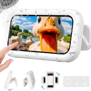 【曲面伸縮式モデル&貼り付けシール3枚付き】スマホ 防水ケース Phone防水ケース スマホ ケース 調整可能 壁掛け