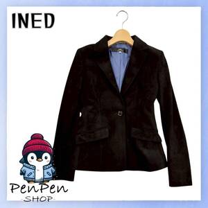 Сделано в Японии INED INED женский приталенный пиджак черный черный формальный пригородный бизнес стильный размер 7 S офис повседневная