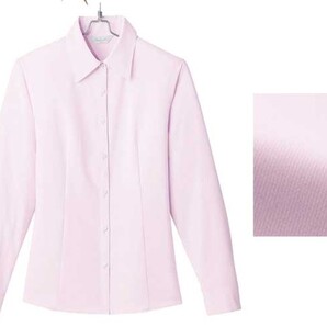 【新品】Pieds Brid_3号_長袖ブラウス(038:ピンク)B3501/ピエ/アイトス/かわいい会社事務服/おしゃれOL制服