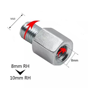 変換アダプター メス8mm →オス10mm 1個 シルバー 銀 ボルト ナット バイク用ミラー 変換ボルト 2つセット