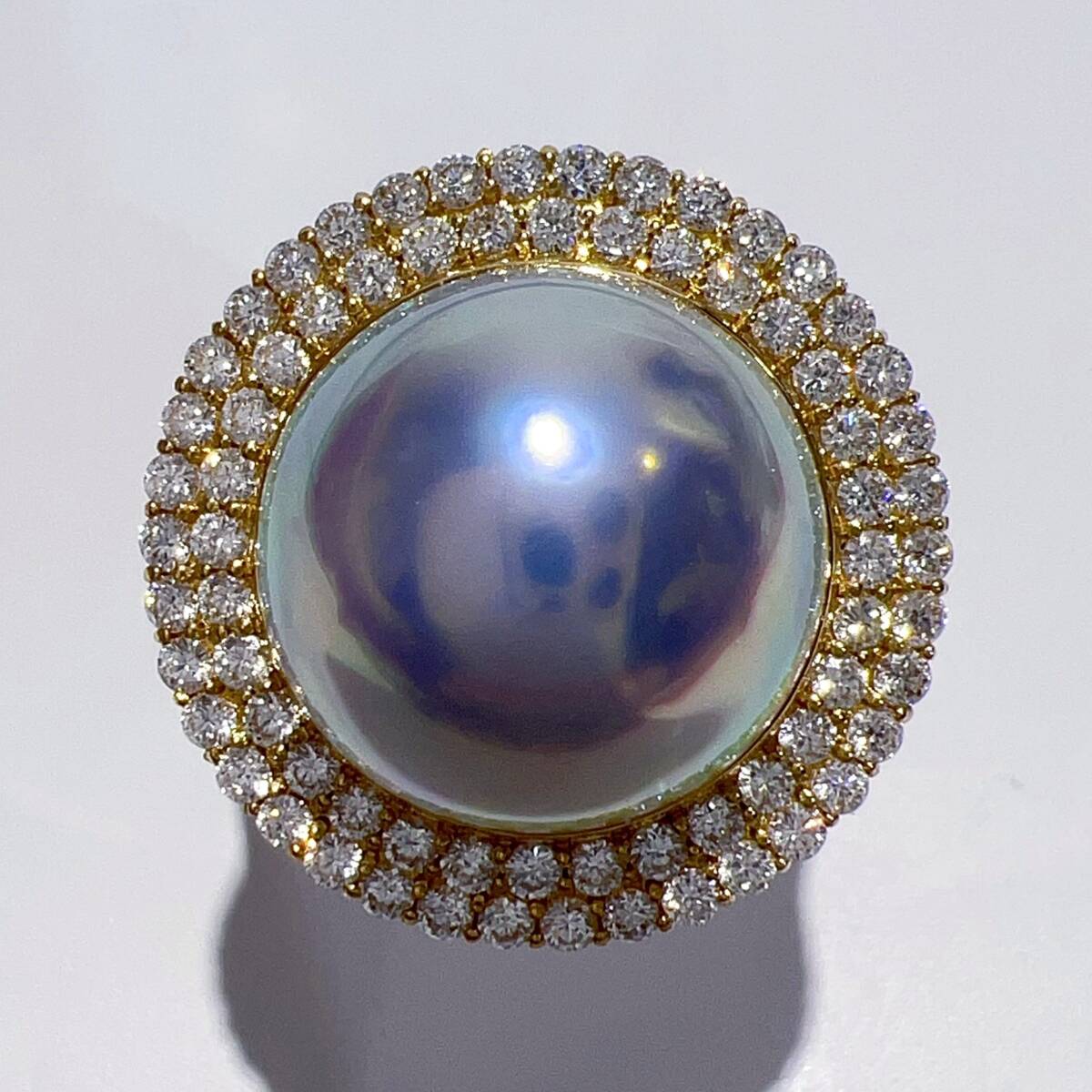 K18 天然 マベパール ダイヤ リング マルチカラー ゴールド 13号 18.