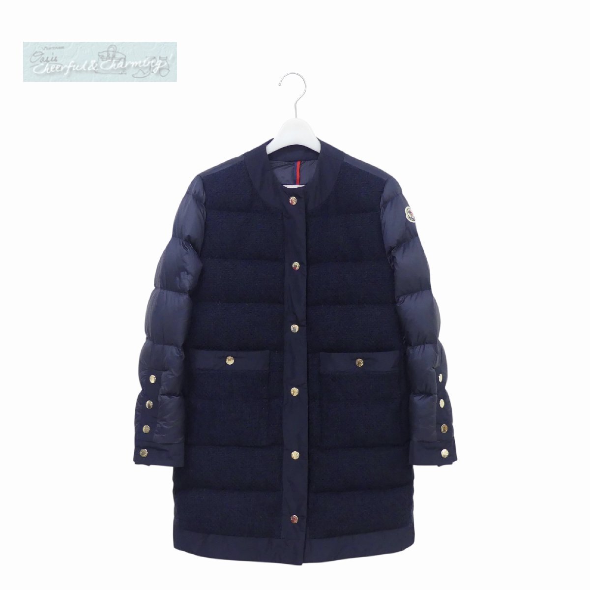 モンクレール　ノーカラー　0サイズ モンクレール☆ MONCLER☆ブラック☆サイズ0☆ノーカラー